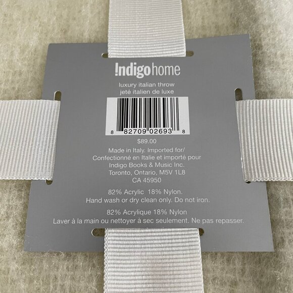 Indigo Home Luxury Italian Plaid Acrylic Nylon Fringed Throw Cream Wht Grn OS - Picture 5 of 6
